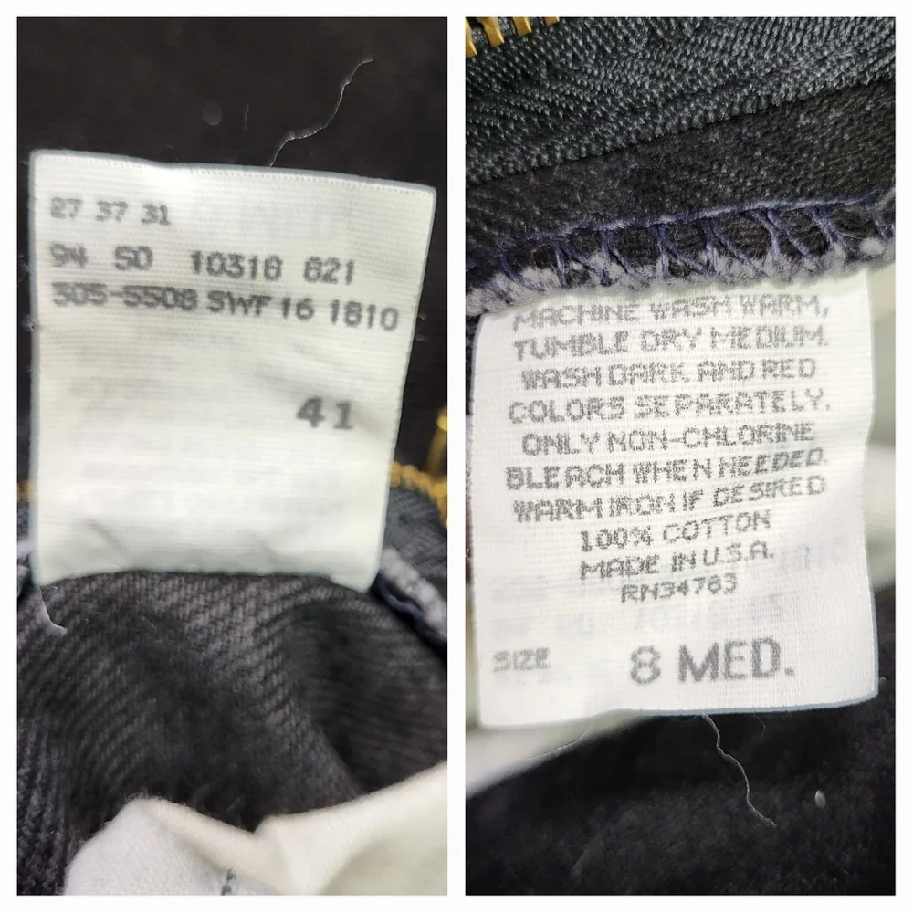 Vintage LEE Relaxed Fit Jeans Black Label Black Denim Tapered Leg - Size 8 - Picture 5 of 6